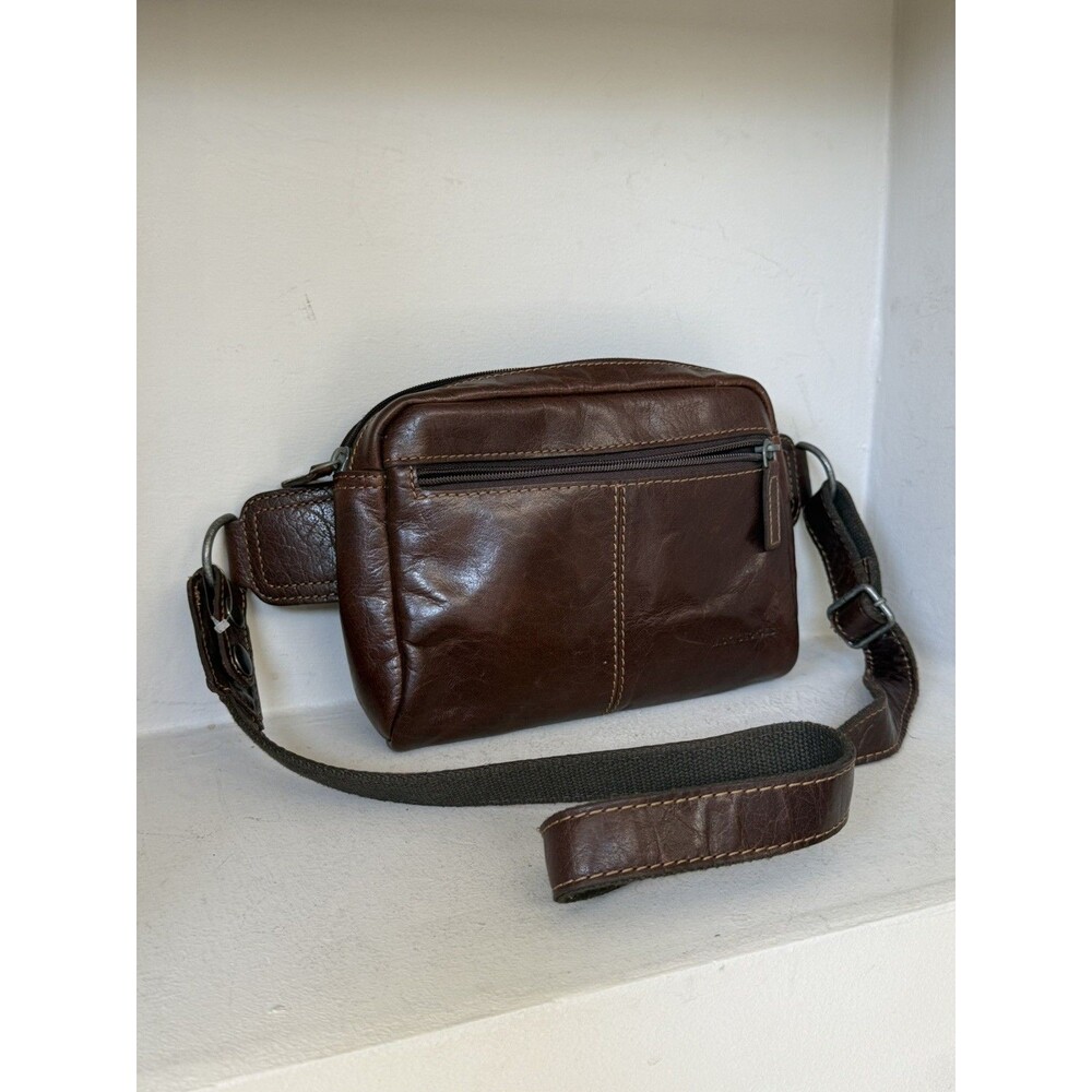 Jack Georges Voyager Travel Belt Bag Brown Buffalo Leather #7109 UNISEX